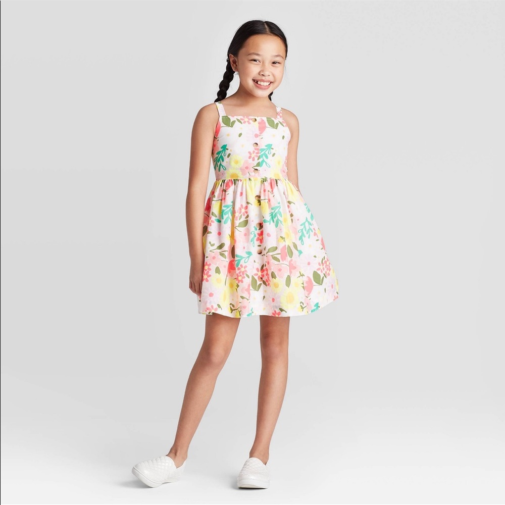 Cat & Jack Girls button Floral Sun dress